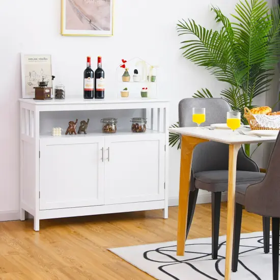 Costway Kitchen Buffet Server Sideboard Storage Cabinet with 2 Doors & Shelf White/Black/Gray {2}