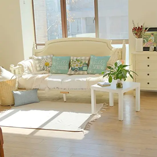 Pillow Covers 18x18 Set of 4 Buffalo Plaid Daisy Truck Bloom Hello Sunshine Spring Pillows Decorative Throw Pillows Light Blue Pillowcase Spring Decorations Farmhouse Decor for Couch Sofa {5}