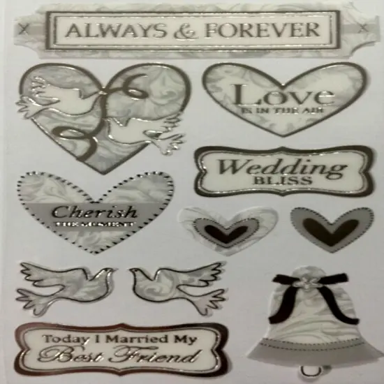 Sticko Always And Forever Silver Embossed Stickers {1}