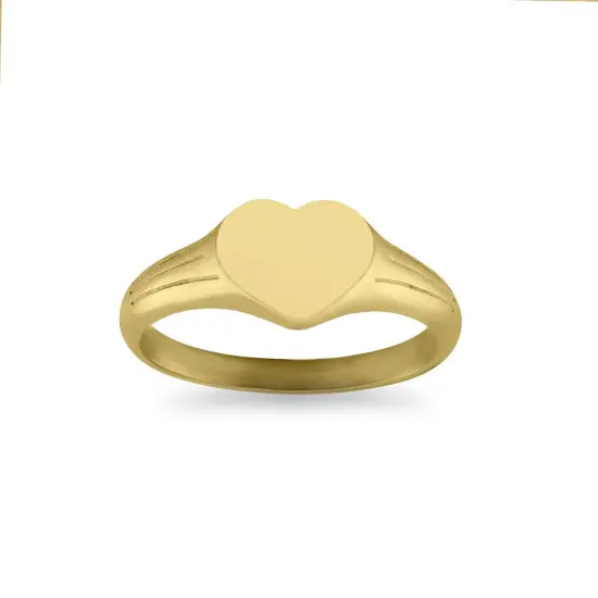 18k Gold PVD Coated Stainless Steel Blank Engravable Heart Signet Ring {3}