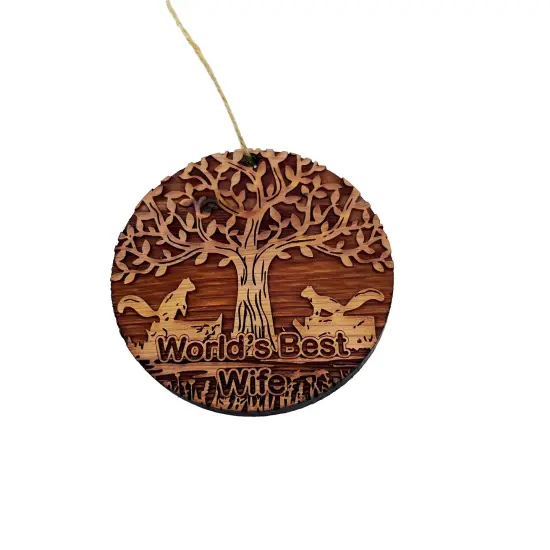 World's Best Wife Two Squirrels and Tree of Life - Cedar Ornament {1}