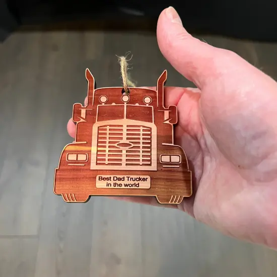 Diesel Best Dad Trucker in the world - Cedar Ornament {4}