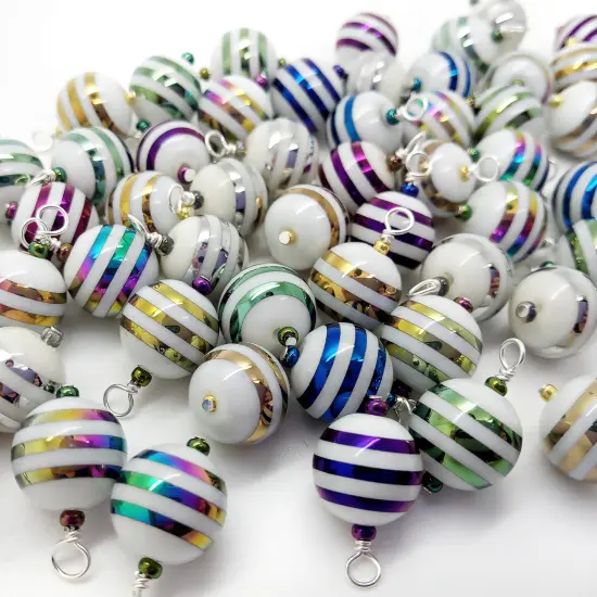 Striped Miniature Ornament Mix, 20 pc, Mini Glass Baubles for Dollhouse, 1:6 or 1:12 Scale, Adorabilities {1}