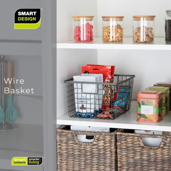 Smart Design Nestable Basket Organizer with Handles - Steel - 9 x 12 x 6 - Gunmetal - Set of 4 {6}