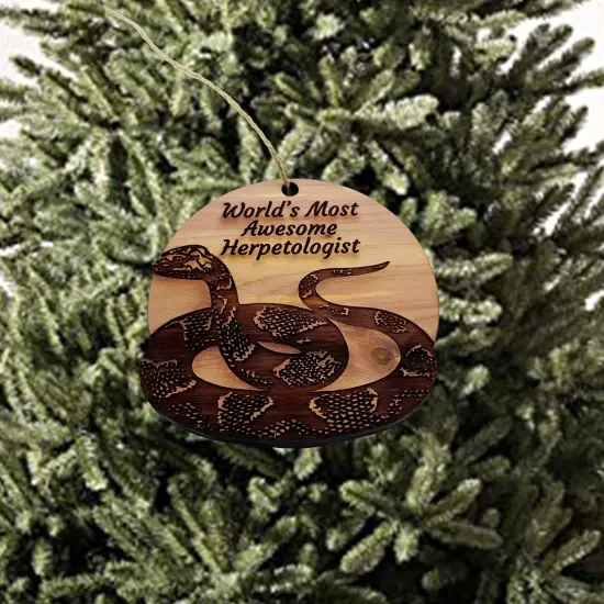 Worlds Most Awesome Herpetologist Snake - Cedar Ornament {3}