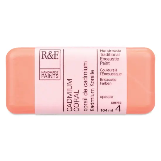 R&F Encaustic Paint Block - Cadmium Coral, 104 ml block {1}