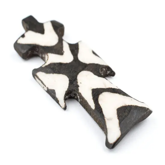 The Bead Chest Handmade Batik Bone Cross Pendant from Kenya &ndash; African Tribal Design &ndash; Traditional &ndash; Fair Trade Ethically Sourced Jewelry Making Charm {3}