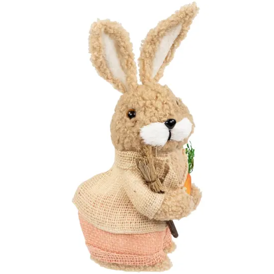 Northlight Plush Boy Easter Rabbit Figurine with Carrots - 11" Beige {5}