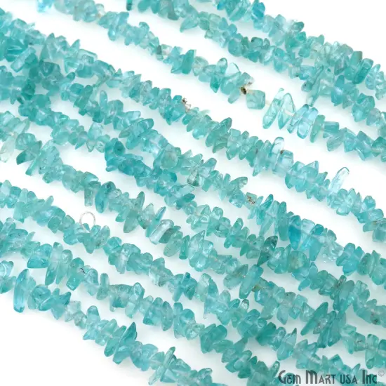Apatite Chip Beads, 34 Inch, Natural Chip Strands, Drilled Strung Nugget Beads, 3-7mm, Polished, GemMartUSA (CHAP-70001) {3}
