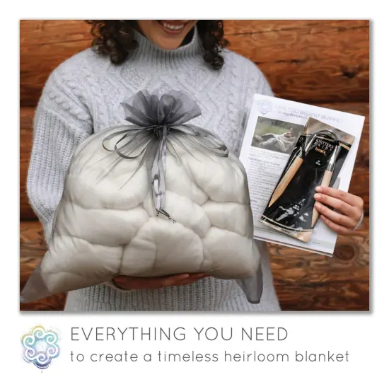 DIY Merino Wool Blanket Knitting Kit: Soft and Thick #7 Weight Jumbo Yarn, Knitting Needles and Pattern. Soft, Cozy, Great for Gifts Petrol {4}