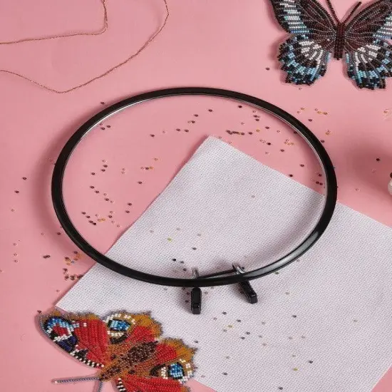 Large Spring Metal Embroidery Hoop Nurge 160-1 Deep Black {3}