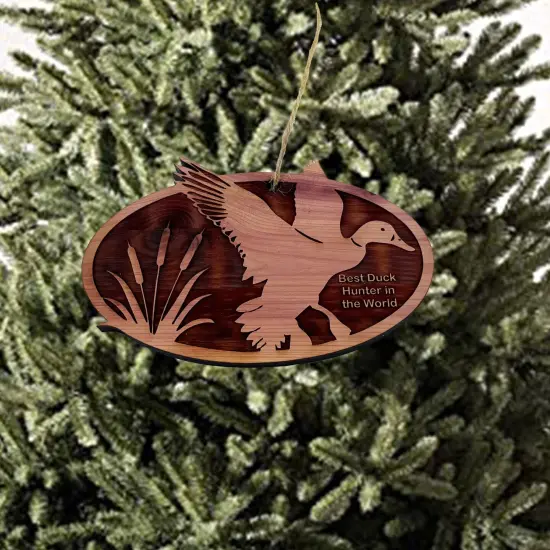 Flying Duck Best Duck Hunter in the World - Cedar Ornament {3}