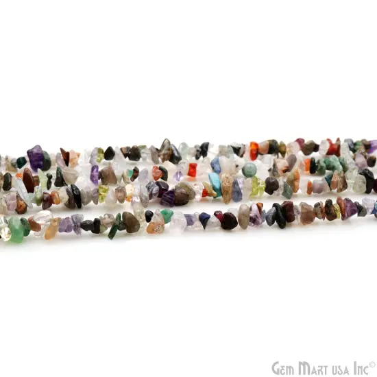 Multicolor Chip Beads, 34 Inch, Natural Chip Strands, Drilled Strung Nugget Beads, 3-7mm, Polished, GemMartUSA (CHMX-70001) {6}
