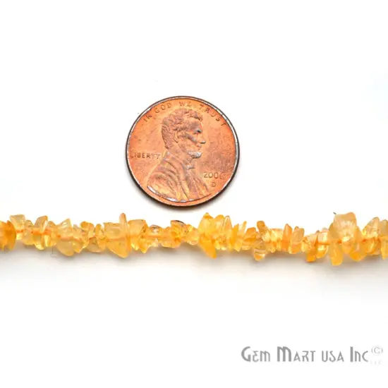 Citrine Chip Beads, 34 Inch, Natural Chip Strands, Drilled Strung Nugget Beads, 3-7mm, Polished, GemMartUSA (CHCI-70001) {2}