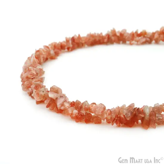 Sunstone Chip Beads, 34 Inch, Natural Chip Strands, Drilled Strung Nugget Beads, 3-7mm, Polished, GemMartUSA (CHSN-70001) {4}