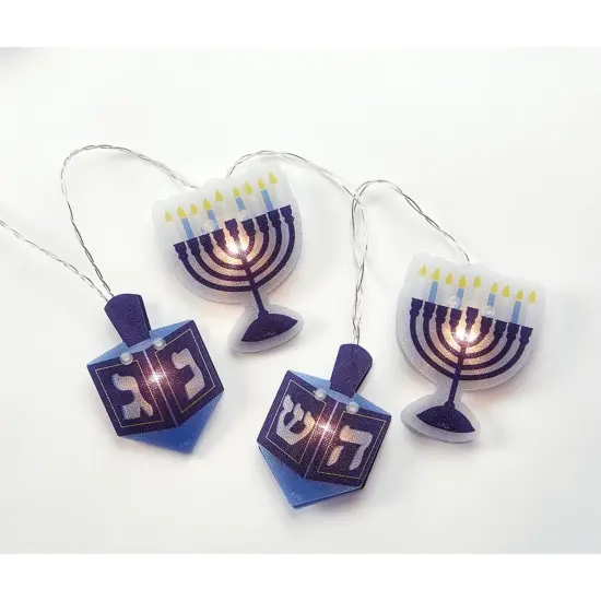 Rite Lite 10-Count Blue and White Battery Operated Hologram Hanukkah Light Set, 6ft White Wire {3}