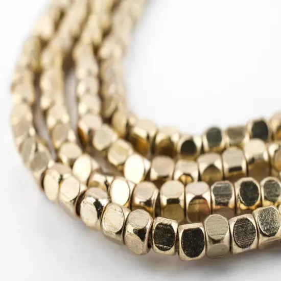 The Bead Chest Brass Rounded Cube Beads 3mm, Full Strand of Quality Metal Spacers for DIY Jewelry Design {1}