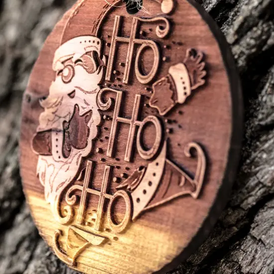 Ho Ho Ho - Raw Cedar Ornament 3x3in {2}
