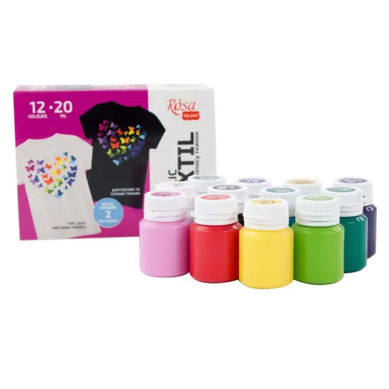 HEART Textile Acrylic Paint Set. 12 colors (20ml) and including 2 metallic by Rosa Talent {6}
