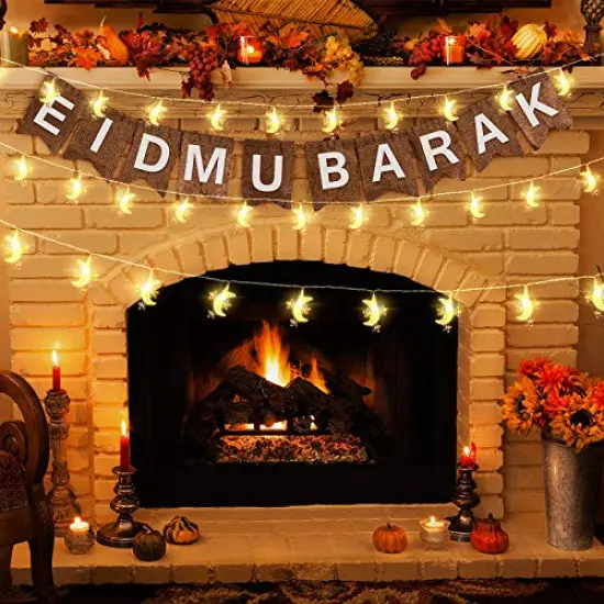 20ft 40 LED Moon & Star Fairy Lights - Warm White String Lights, Battery & USB Powered, 2 Modes, for Kids' Rooms, Gardens, Camping, Balcony, Holidays, Parties, Weddings, Gifts, Home Decor {3}