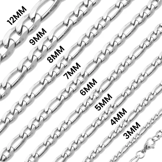 Stainless Steel Figaro Chain Necklace {1}