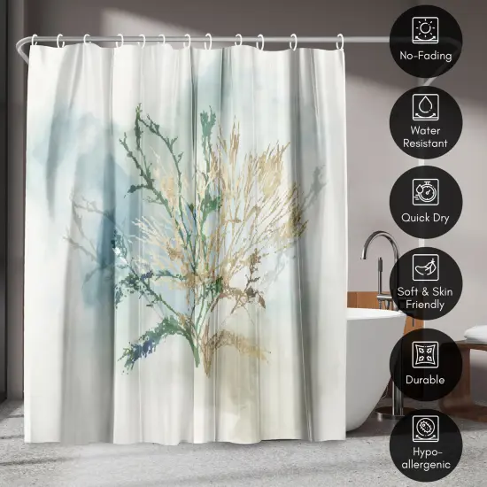 Americanflat 71" x 74" Shower Curtain, Green Coral II by PI Creative Art {4}
