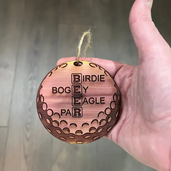 Birdie Bogey Eagle Par - Cedar Ornament {4}