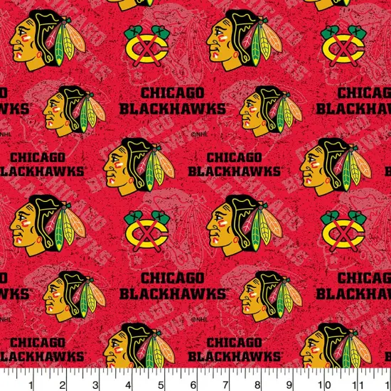 Sykel Enterprises NHL Team Cotton Fabric-Chicago Blackhawks Tone on Tone Cotton Quilting Fabric {1}