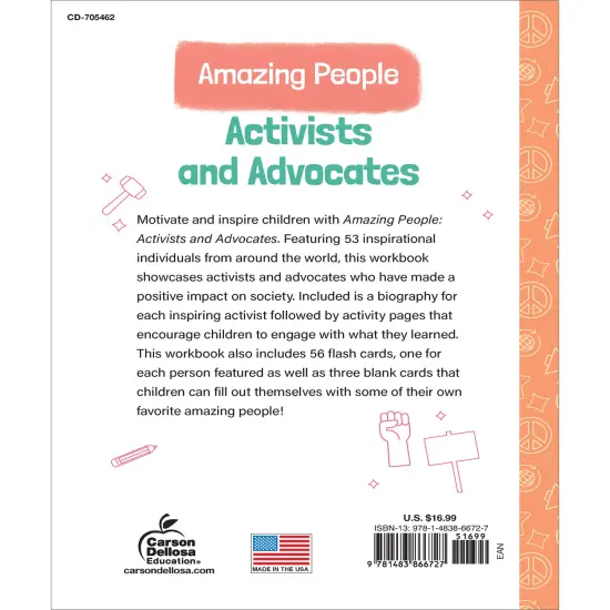 Amazing People: Activists and Advocates Activity Book, 2nd Grade Workbook With Biographies, Learning Activities, Stickers, Flash Cards, Poster, and More for Kids Ages 7 and Up {2}