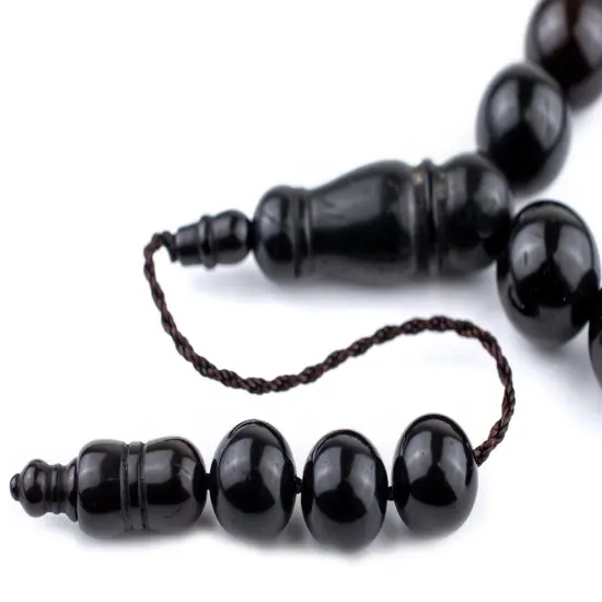 33Black Round Wooden Arabian Prayer Beads (12mm), Islamic Tasbih, Ramadan Gift, Quality Middle Eastern Beads - The Bead Chest {4}
