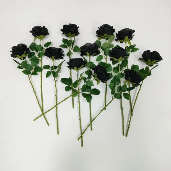 12 Pcs Artificial Roses for Wedding & Any Occasions Black {2}