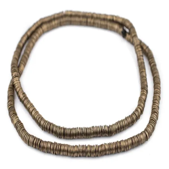 The Bead Chest Brass Flat Disk Heishi Beads (6mm), 16" Strand, Handmade for Jewelry Making & Crafts | Approximately 825 Beads {3}