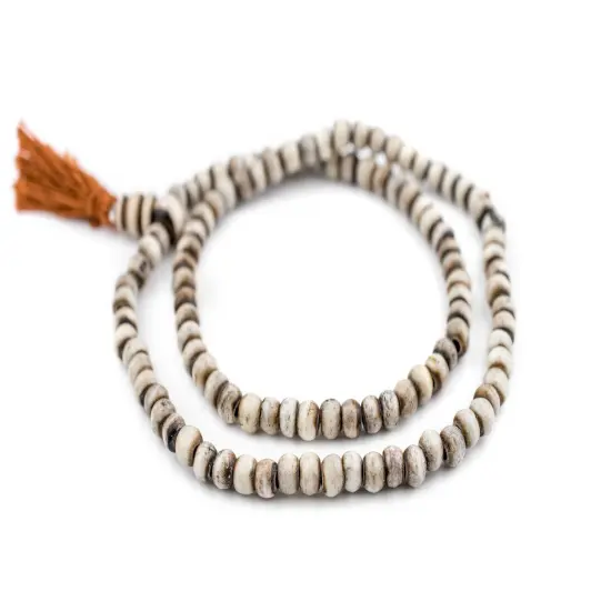 The Bead Chest 108 6mm Grey Bone Mala Beads - Handmade Fair Trade Nepal Prayer Rosary Beads Necklace for Mediation, Yoga, Jewelry Making, Crafts {3}