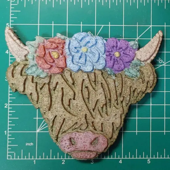 Highland Cow With Flowers Silicone Freshie Mold - large {2}
