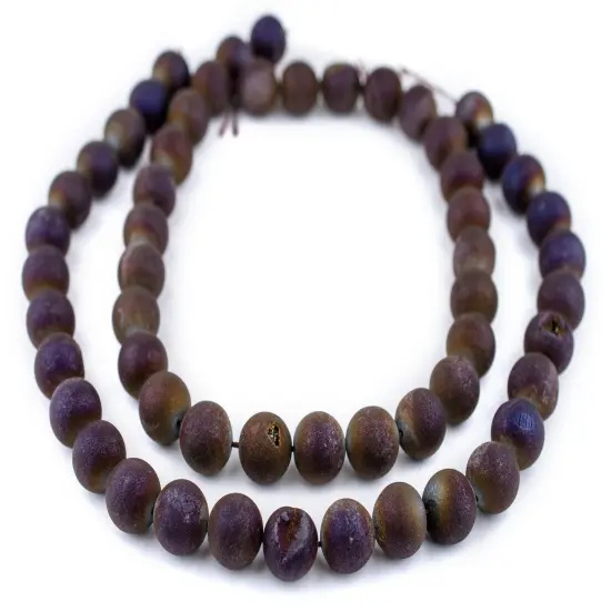 The Bead Chest Purple Round Druzy Agate Beads 14mm Gemstone 16 Inch Strand {3}