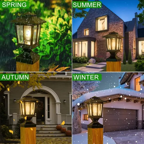 4pack Solar Post Lantern Waterproof Outdoor Deck Fence Post Cap Light for Garden Lawn {3}