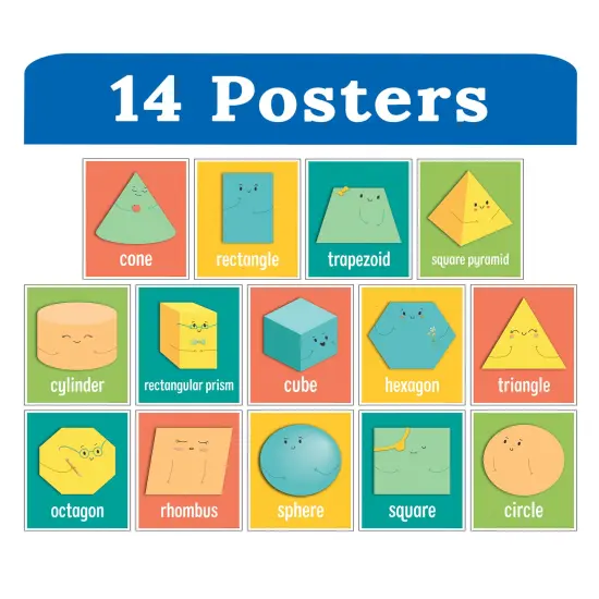 Carson Dellosa 14-Piece Basic Shapes Early Learning Posters, 8.5" x 11" 2D and 3D Geometric Wall Art, Preschool and Kindergarten Classroom Decor, Office Decorations, and Teacher Supplies {2}