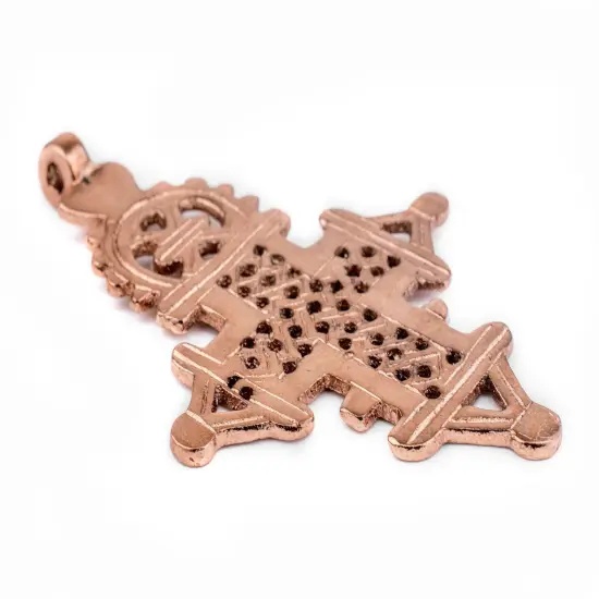 Copper Coptic Cross Pendant (89x56mm): Authentic Ethiopian East African Design for Jewelry & Necklace Making {3}