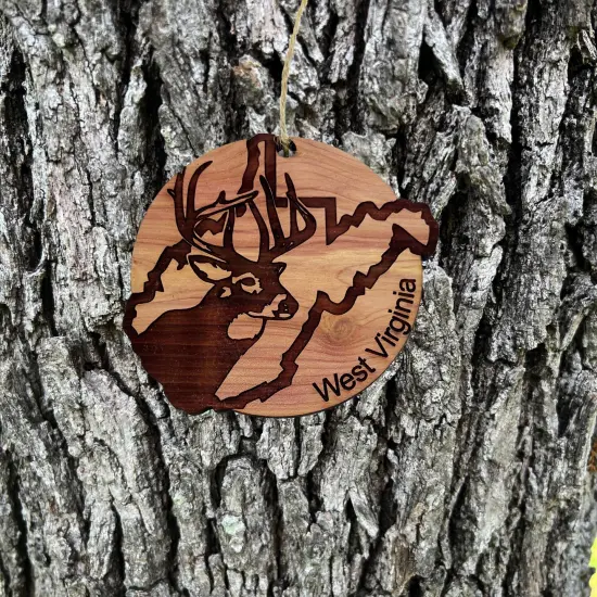 West Virgina Deer Hunter - Cedar Ornament {1}