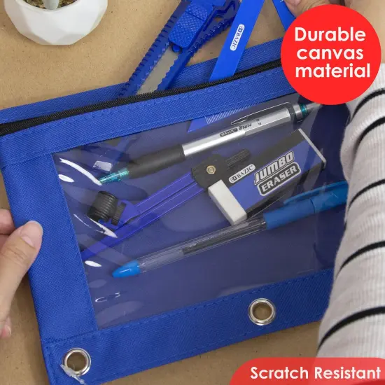 3-Ring Pencil Pouch with Clear Window, Assorted, Pack of 12 {5}