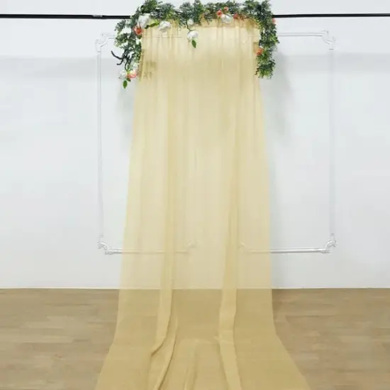 5ft x 14ft Premium Chiffon Sheer Backdrop Champagne {1}