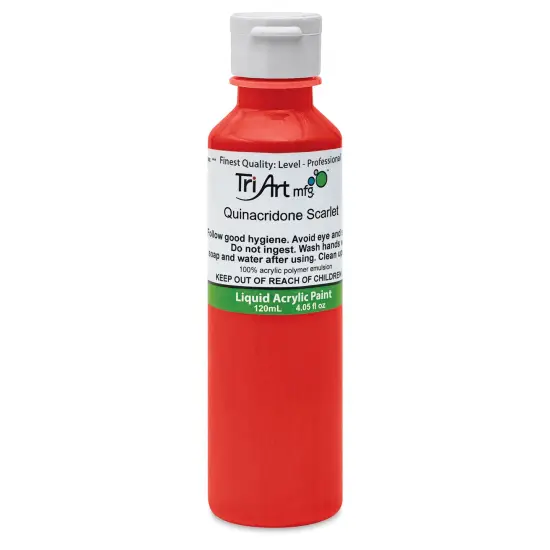 Tri-Art Liquid Artist Acrylics - Quinacridone Scarlet, 120 ml bottle {1}