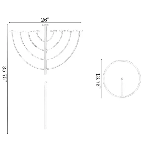 Modern Silver 9 Branch Lighting Thin Pipe Hanukkah Menorah, Metal-Aluminum {6}