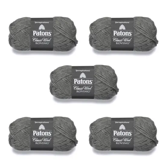 Patons Classic Wool Gray Flannel Yarn - 5 Pack of 3.5oz/100g - Wool - 5 Bulky - 120 Yards - Knitting/Crochet {1}