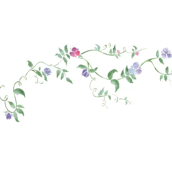 Sweet Peas Flower Vine Wall Stencil | 2723 by Designer Stencils | Floral Stencils | Reusable Art Craft Stencils for Painting on Walls, Canvas, Wood | Reusable Plastic Paint Stencil for Home Makeover | Easy to Use & Clean Art Stencil {2}