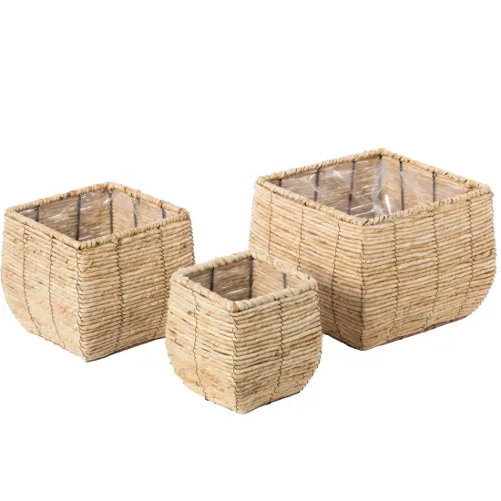 Woven Square Flower Pot Planter with Leak-Proof Plastic Lining {3}