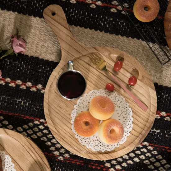 Wooden Round Shape Serving Tray Display Platter {2}