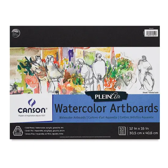 Canson Plein Air Watercolor Artboard - 12" x 16", 10 Sheets {1}