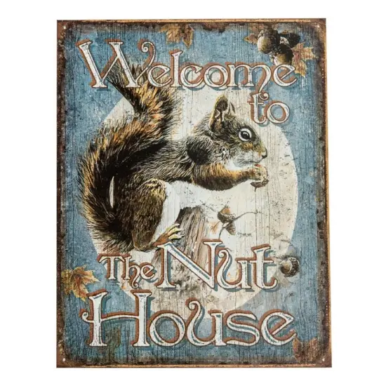 Nut House - Welcome Metal Tin Sign 12.5"w X 16"h Multi-ColoredNut House - Welcome Metal Tin Sign 12.5"w X 16"h Multi-Colored {1}