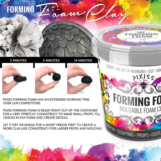 Pixiss Foam Clay Sculpting Foam for Cosplay 300 Gram White and 300 Gram Black {5}